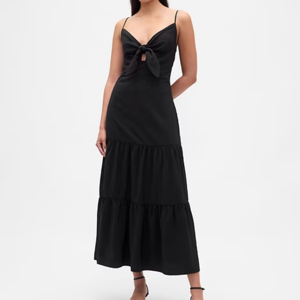 Tie-Front Tiered Maxi Dress
